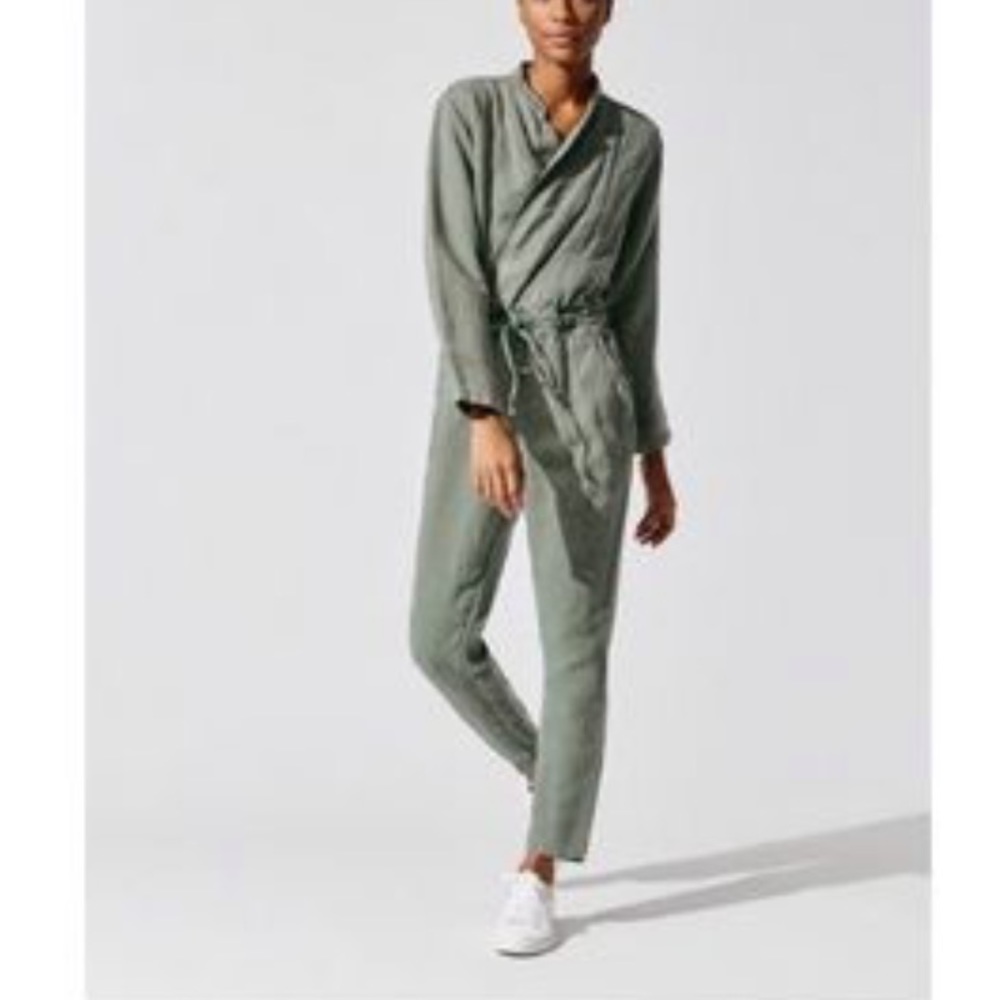 Revolve NSF Alana Asymmetric Slouchy Jumpsuit Coveralls Linen Lyocell NWT
